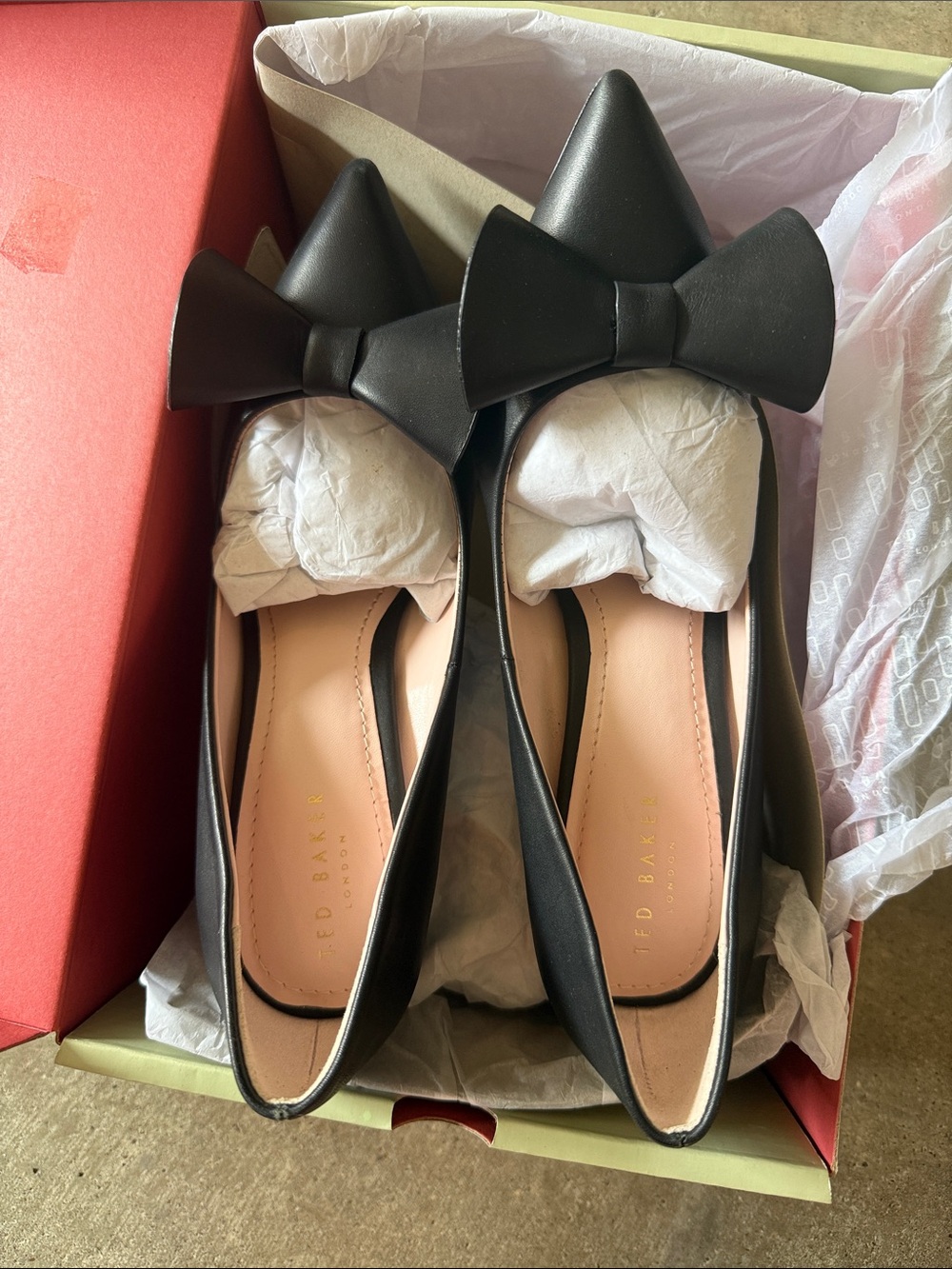Ted Baker Black Leather Bow Court Heels